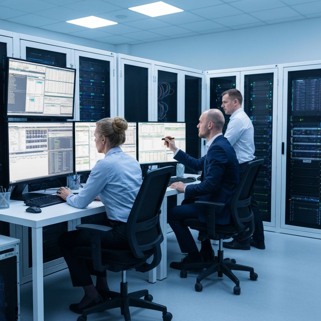 Profesjonalny zespół IT zarządzający infrastrukturą serwerową